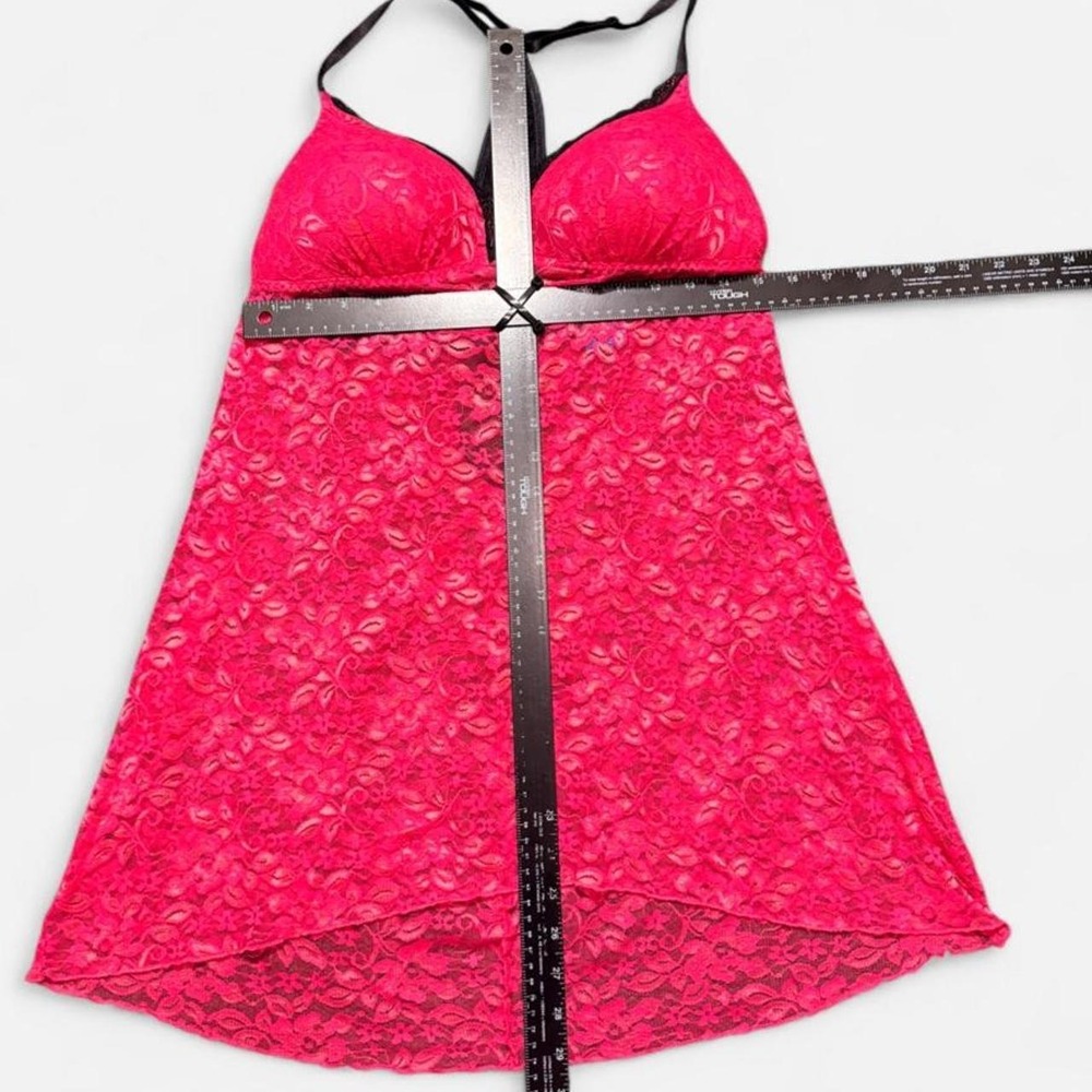 Apt. 9 hot pink lace lingerie dress with black trim - Picture 5 of 6